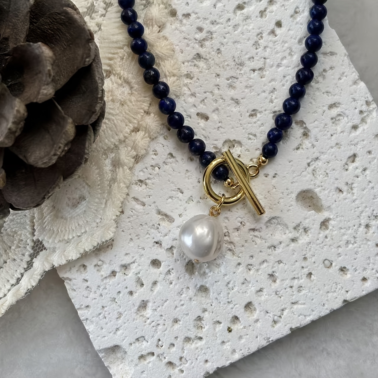 Women's Irregular Freshwater Pearl Necklace with OT Clasp